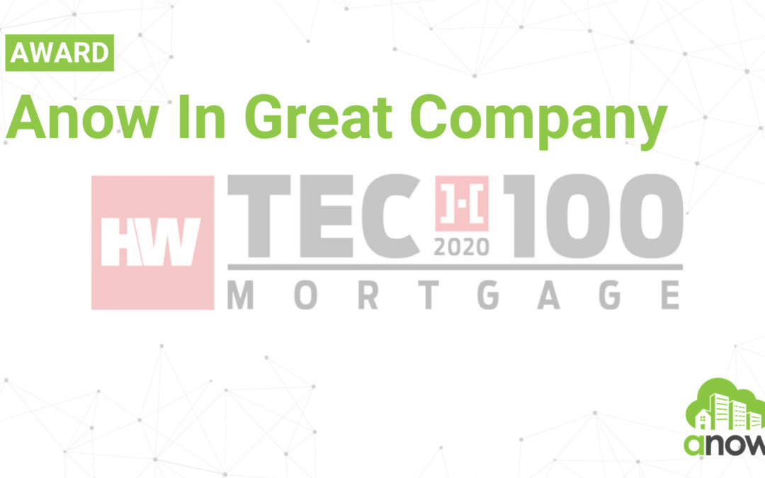 Anow Recognized in HousingWire’s 2020 HW Tech100 Award.